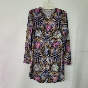 Rachel‎ Rachel Roy Dress Womens 2 Long Sleeve Abstract Floral Ruffled Front